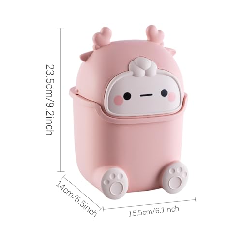 Dubbulon Mini poubelle avec couvercle,Poubelle de dessin animé recouverte de table - Poubelle mignonne, poubelle de recyclage domestique pour Table de chevet, Table basse, coiffeuse – vue 5