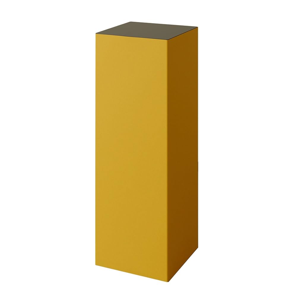 Bancone da Esposizione Pieghevole, Espositore per Prodotti | Supporta Fino A 10 Kg, Base In Cartone Ondulato A 5 Strati Con Pannello In Ferro(Giallo,31x31x70cm)