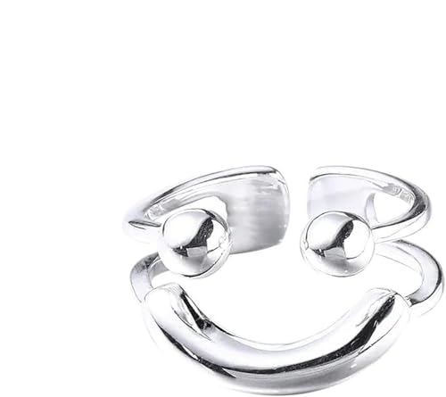 IMMUNOTRAX Bague créative avec smiley, bague personnalisée avec smiley, bague ouverte pour femme avec smiley, bague sourire pour femme