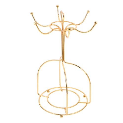 OUNONA Cup Storage Rack Large Stack Mugs Lid Cup Stand for Desk Organizer Shape Tumbler Cups Racks Cup Holder Cup Rack Multifunctional Mug Stand for Counter Desktop Golden Iron