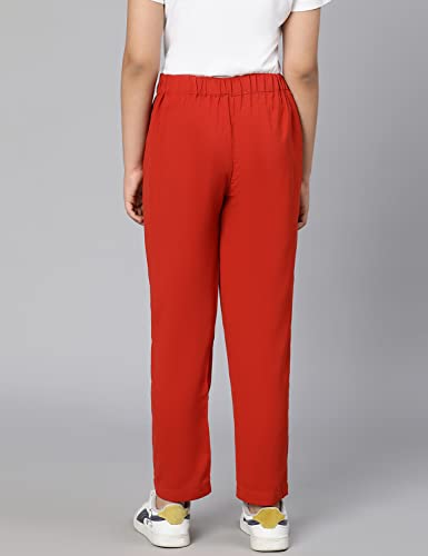 Image of oxolloxo Girls Regular Fit Polyester Solid Casual Pant