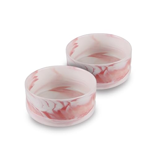 Hundenapf Keramik 2er Set (Pink / 850 ml) Napf für Kleine und Grosse Hunde - Modern rutschfeste Unterseite - Spülmaschinengeeignet - Futternapf