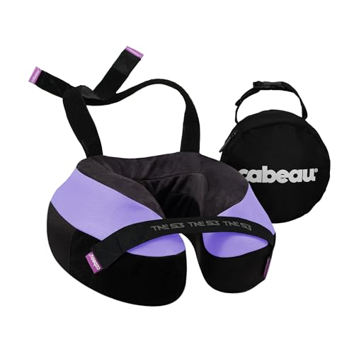 Cabeau Travel Neck Pillow for Airplanes The Necks Evolution TNE S3 Supportive Memory Foam Design for Long Haul Flights Attachable Seat Straps and 360 Support (Paris Lavender)