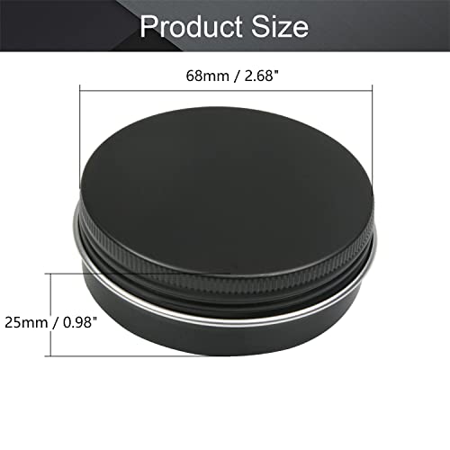 Image of Othmro 15pcs 2oz Metal Round Tins Aluminum Tin Cans Containers with Screw Lid, 68*25mm(DxH) Black tin cans for Salve, Spices, Lip Balm, Tea or Candies 60ml