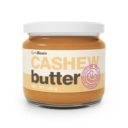 GymBeam Cashewbutter (340g) - 100% cremiges Cashewmus, natürlicher süßer Geschmack, perfekt für Frühstücksbrei, Pfannkuchen, Waffeln, Toast und Desserts