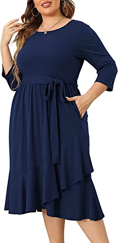 Image of TASHVIKA'S Women's Plus Size Flowy Wrap Ruffle Maxi Dress