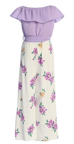 Image of iGirlDress Girls Wide Leg Off Shoulder Elegant High Waist Rompers Palazzo Pants Trousers Jumpsuits USA 4-14