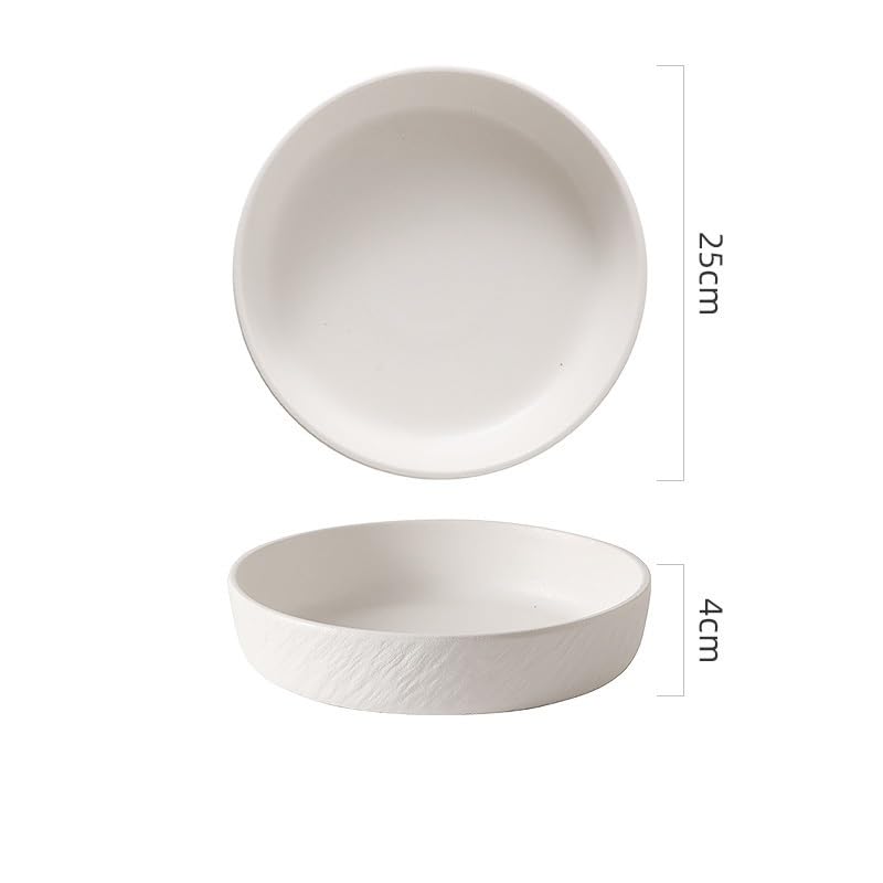 GUERNSEY Juegos de Platos de Cocina Plato for Servir, Plato Hondo, Cocina casera, Restaurante, Plato Hondo Redondo Juego de Platos Planos de Cerámica(A,10in)