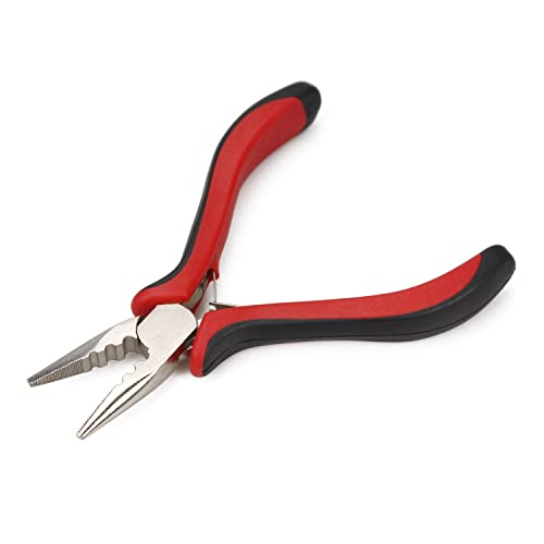 Ryalan Needle Nose Pliers With 3 Holes Serrated Jaws Mini Plier For Micro Nano Ring Hair Extensions, Jewelry Making, Bending Wire And Small Object Gripping (1 Piece, Needle Nose Pliers With 3 Holes) #TOP3