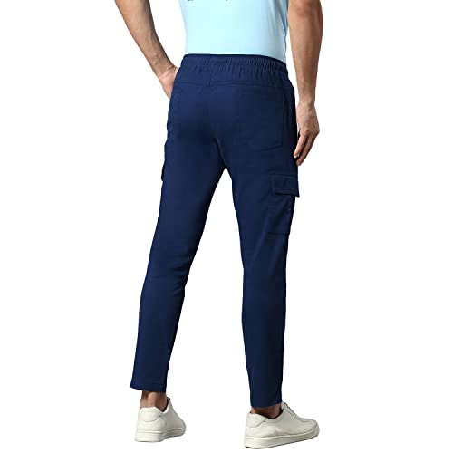 Image of Hubberholme Men's Regular Fit Cotton Trousers, Ankle Length Elastic & Drawstring Waist Cargo Chinos
