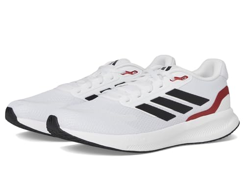 adidas Men's Run Falcon 5 Sneaker, White/Black/Better Scarlet, 92