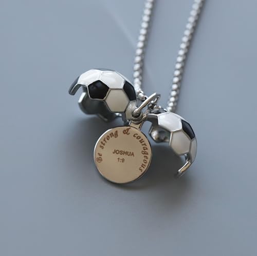 Rnivida Soccer Jewelry Gifts Engraved Christian Bible Verse,Soccer Pendant Necklace to Hold photos Inside for Men and Women3