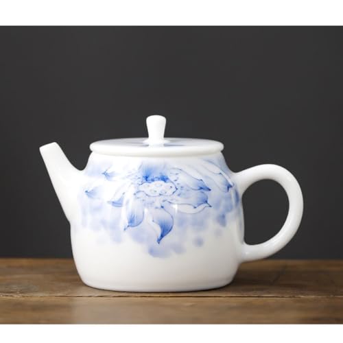 Tetera de cerámica de loto pintada a mano con tapa para juego de té de Kung Fu individual 7