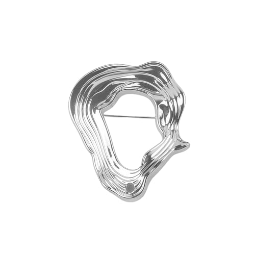 Irregular Metal Brooch for Women Simple Lapel Pins Fashion Texture Corsage Pin Vintage Mens Suit Clothing Accessories Badges Wedding Bouquet Decorative Unique Daily Party Prom Jewelry (Silver)