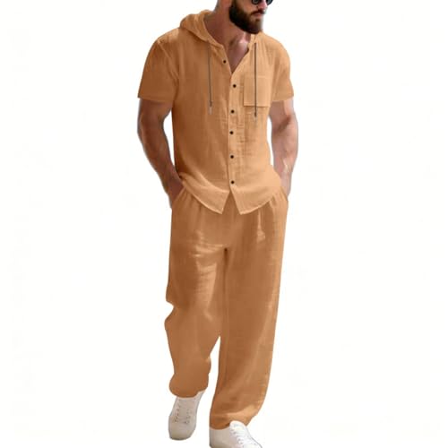 Survêtement en lin homme : ensemble d'été 2 pièces short et t-shirt léger