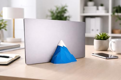 Image of Yellow Lab | Vertical Laptop Stand | Mountain Dock | Compatible with All laptops | Space-Saving Design | Compatible with MacBook, Samsung, Dell | White and Blue | (Light Blue | Cobalt | White Snow)