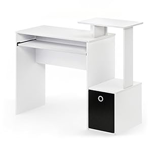 Furinno Bureaux d'Ordinateur, Bois, Blanc/Noir, Taille Unique, One Size