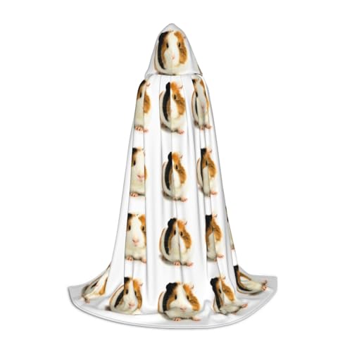 Bonita bata de mago con capucha con estampado de conejillo de indias, para Halloween, medieval, renacentista, cosplay, fiesta de Navidad, Negro, M