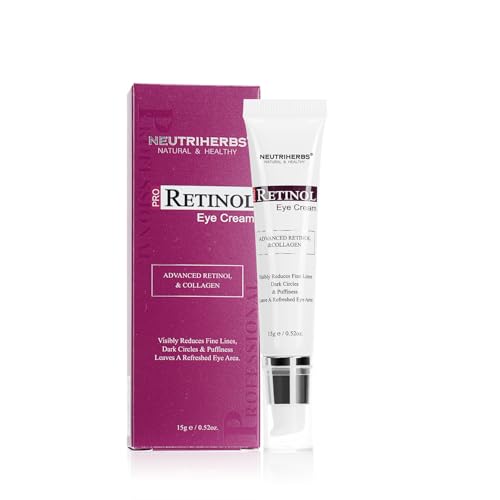 Neutriherbs Crema Contorno de Ojos Pro-Retinol para Arrugas y Líneas de Expresión, crema con Cafeína para Ojeras, Bolsas y Bolsas Debajo de Los Ojos, Reafirmante | Crema Antiedad para Ojos - 15G
