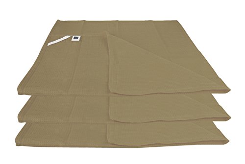 kela 3er Set Baumwoll-Geschirrtücher Diego (50x72 cm) in Graubraun aus Waffelpique mit Aufhänglasche