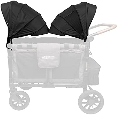 WONDERFOLD Retractable Stroller Canopy Featuring a Peek-a-Boo Window, Optional Visor for Extra Sun Protection, and Side Mesh Panels for Additional Airflow (Fits Only W4 Series, Two Pack)