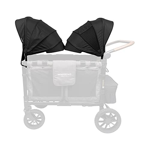 Image of WONDERFOLD Retractable Stroller Canopy Featuring a Peek-a-Boo Window, Optional Visor for Extra Sun Protection, and Side Mesh Panels for Additional Airflow (Fits Only W4 Series, Two Pack)