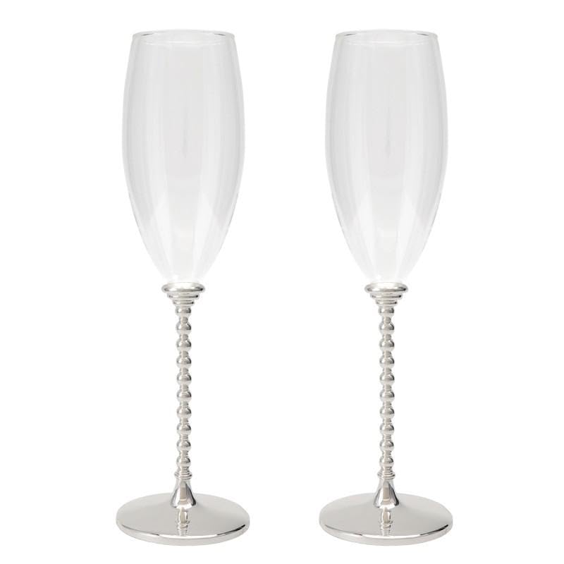 Verres à champagne pied métal argenté : élégance raffinée pour vos tables de prestige