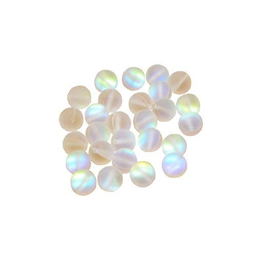 JIHUOO Matte Crystal Glass Beads - Mermaid Aurora & Moonstone Beads for Jewelry Making - 8 mm, 100 pcs, blue, green, 8 mm 100 pcs