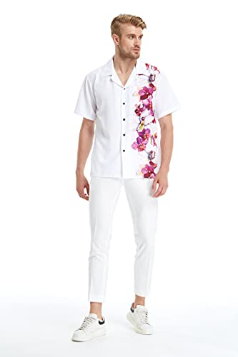 Image of Hawaii Hangover Family Matching Hawaiian Clothes, Watercolor Orchid White | Family matching Hawaiian outfits, Watercolor Orchid White, quick dry stretch fabric, machine washable, tropical floral print