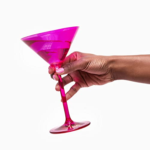 Dragon Glassware X Barbie Martini Glasses, Pink And Magenta Crystal Glass, As Seen In Barbie The Movie, Large Cosmopolitan And Cocktail Barware, 8 Oz Capacity, Set Of 2 #TOP4