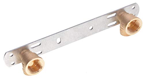 Aqbau® Montageeinheit, Montageplatte, Wandscheibe Für Badezimmerarmaturen, Wasser Trinkwasser Messing Metall, Montageplatte wasseranschluss 1/2 x 15mm Abstandsmaß von 150 mm