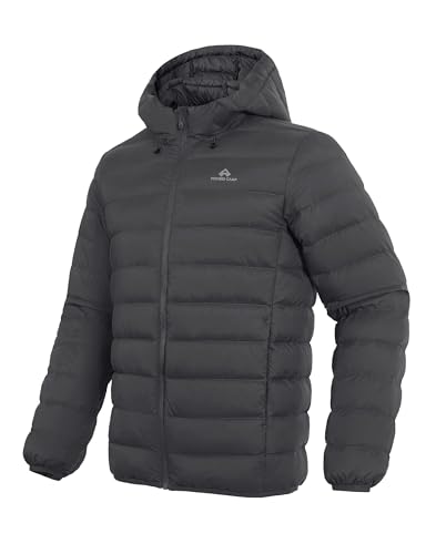 Pioneer Camp Men's Down Puffer Jacket with Hood Lightweight Packable Warm Insulated Thermal Puffy Winter Coat Ski Travel