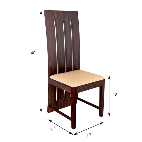 Image of RECTART Sheesham Solid Wood Six Seater Dining Table with Six Foster Top Chairs for Dining Room & Restaurant | Finish - Warm Chestnut