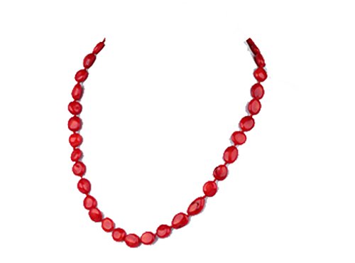 Preisvergleich Produktbild Wunderschöne natürliche dunkle rote Korallenkette für Frauen 47cm