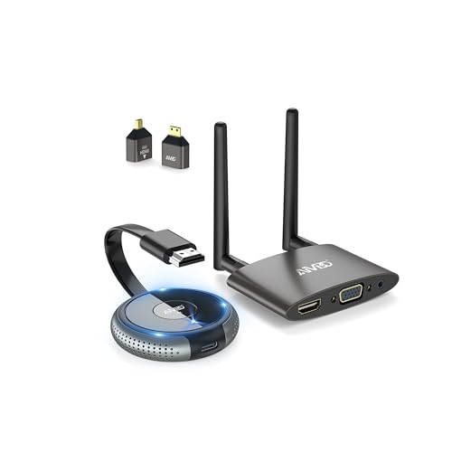TIMBOOTECH 4K Wireless HDMI Transmitter and Receiver, Plug & Play, Wireless Multiple TX, VGA & HDMI Dual Screens Casting 5.8G Video for Laptop, Cable Box, DSLR, Phone to Monitor, Projector, TV - 165FT