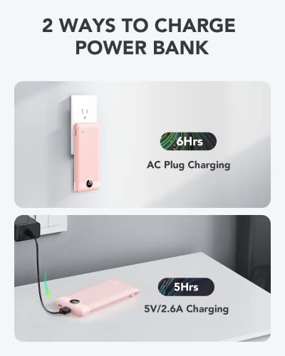 VRURC-Portable-Charger-Built-in-Cables-and-AC-Wall-Plug-USB-C-Power-Bank-10000mAh-2023-Upgraded-Version-Phone-Charger-Compact-Lightweight-External-Battery-Pack-for-Smart-Phones-Tablets-etc-Pink