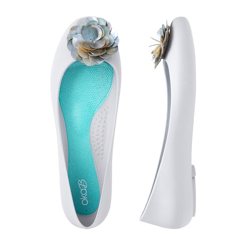 Oka-B Women's Taylor Dawson Flats,Pebble with Shell Beaded Flower Charm, Size 7 M