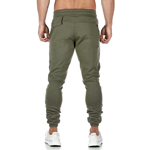 Mansdour Men's Gym Pants Workout Running Athletic Joggers Slim Fit Sport Track Pants With Zipper Pockets Green #TOP4