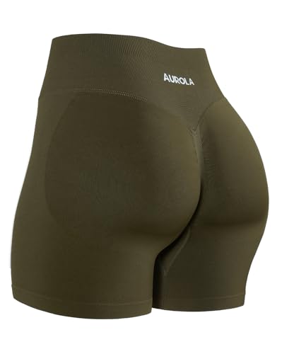 Image of AUROLA Influence Workout Shorts for Women,2.5 3.5 4.5 5.5 6.5 No Roll Up Squat Proof Scrunch Seamless Compression Gym Short