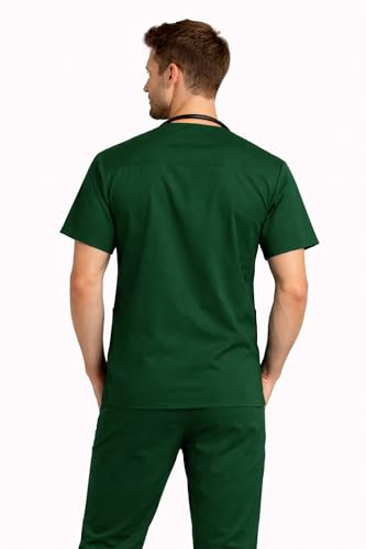 Image of PRAGATI TRENDS Unisex Scrub Suit Surgical V-Neck 3 Pocket Top and Cargo Type Trouser (34, Hunter Green)