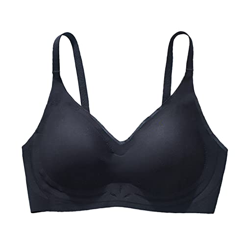 Generisch Sujetador deportivo sin costuras para mujer, cuello en V profundo, sin costuras, chaleco bralette, Negro , S