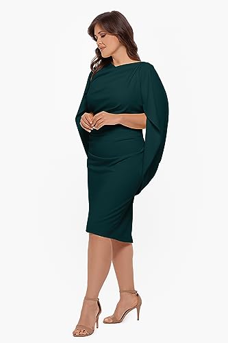 Image of Betsy & Adam Women's Scuba Crepe Drape Sleeve Knee Length Dress
