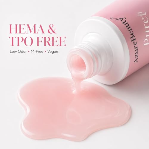 Image of AZUREBEAUTY 6 Colors 15ml HEMA Free Jelly Purera Gel Nail Polish Set, Same Color Bottles, Soak Off UV LED Gel Polish Kit Nail Art for DIY at Home Manicure Salon Gifts, Milky White Pink Neutral Sheer