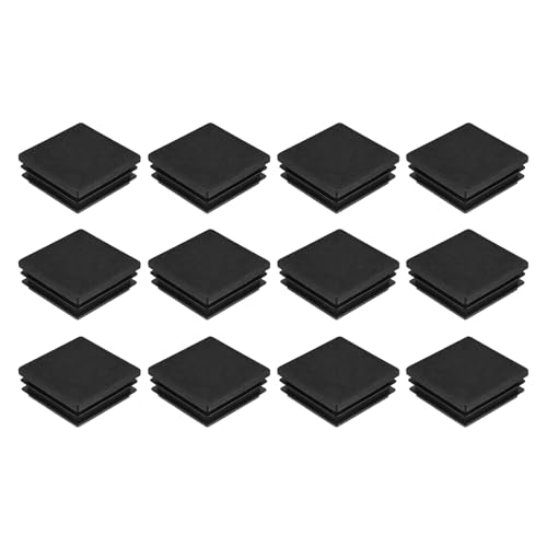 Image of uxcell 12Pcs Square Plastic Plugs, 45 x 45mm /1.77 x 1.77inch PE Pipe Tubing End Caps for 38-43mm /1.5-1.69inch Square Tube Furniture Chair Leg, Black