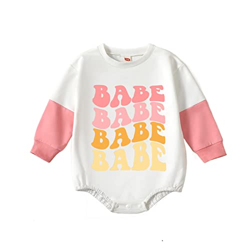 Image of Eadrioss Infant Baby Girl Boy Outfits Babe Crewneck Romper Sweatshirt Top Shirt Fall Winter Clothes Bodysuit Onesie