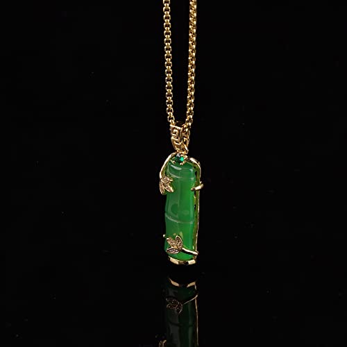 Green Jade Pendant 18K Gold Plated Necklace Crystal Jewelry for Women2