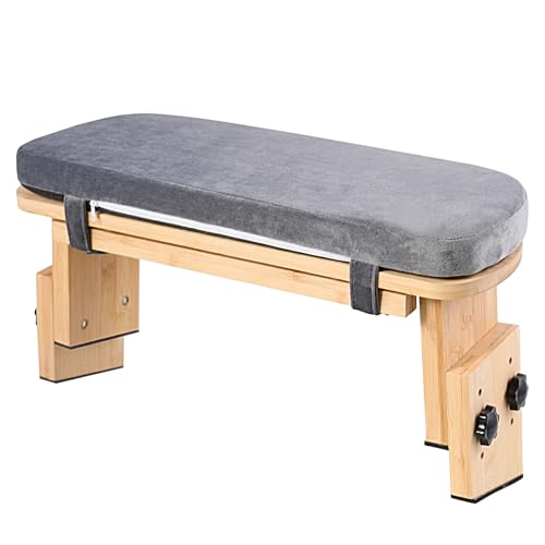 COZFUR Adjustable Height Meditation Bench with Velvet Cushion, Bamboo Folding Prayer Kneeling Stool Yoga Meditation Chair, Zen Prayer Bench