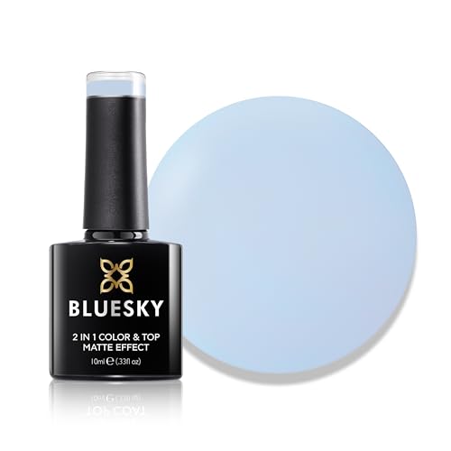 Bluesky 2 in 1 Matte Colour & Top Gel Nail Polish 10ml, Baby Blue Bliss - LPT05, Matte Pastel Finish, No Top Coat Needed, Blue Gel Nail Polish, Requires Curing Under LED UV Nail Lamp