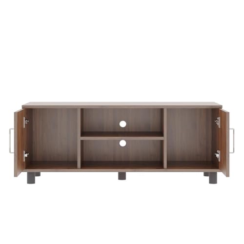 Image of Wakefit TV Unit | 1 Year Warranty | Stand Table, TV Unit for Living Room, TV Cabinet, Engineered Wood Cabinet with 2 Door & Open Shelf Storage Upto 42'' (Fortnite, Brown)