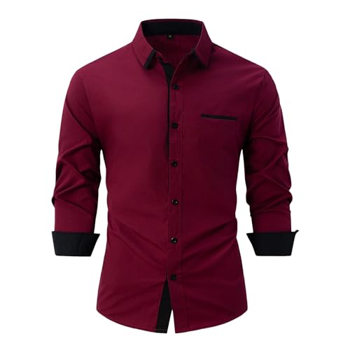 Chemise homme décontractée pour sorties d'été manches longues rouge